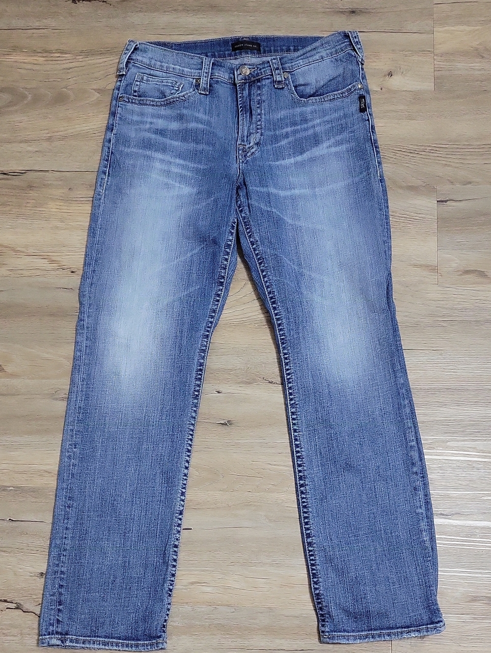 Silver Jeans Straight-Leg Faded Blue Denim
